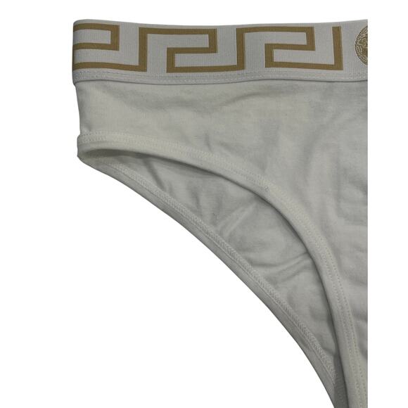 M2-39 VERSACE Women's Greca Panties Triangle Bikini Cotton White Size 2/Small - Picture 3 of 10